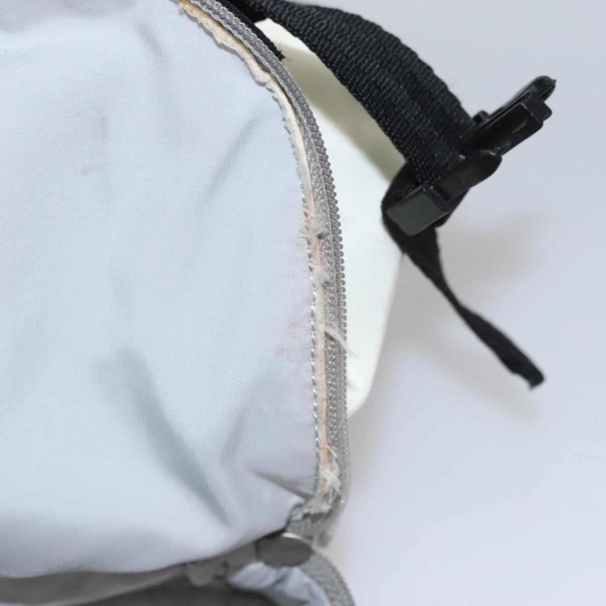 CHANEL Sports Backpack Nylon Leather White Gray Silver CC bs20919
