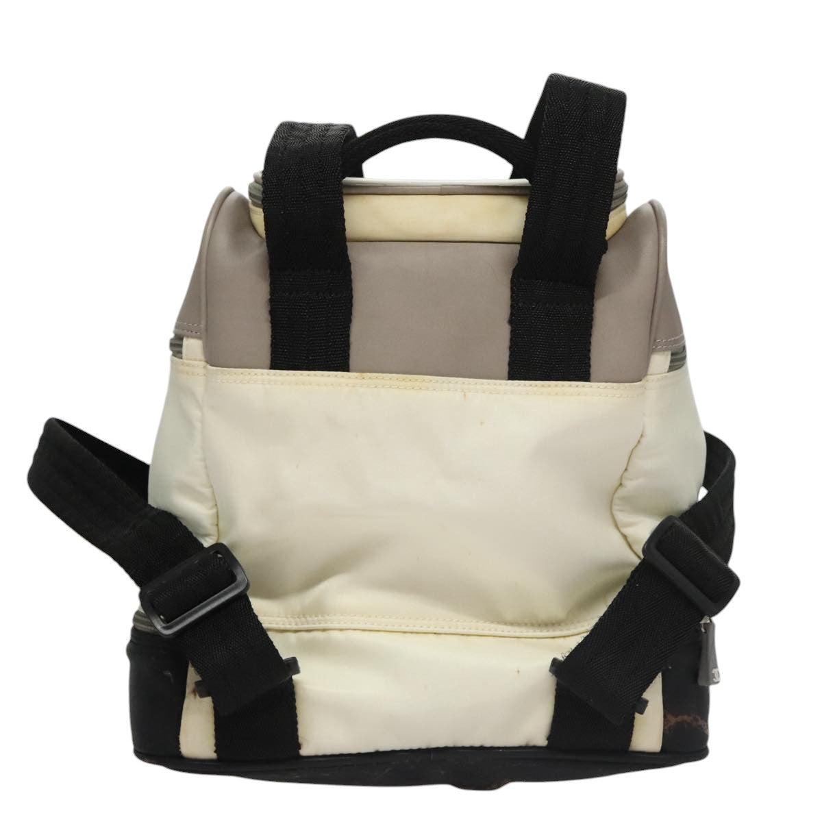 CHANEL Sports Backpack Nylon Leather White Gray Silver CC bs20919