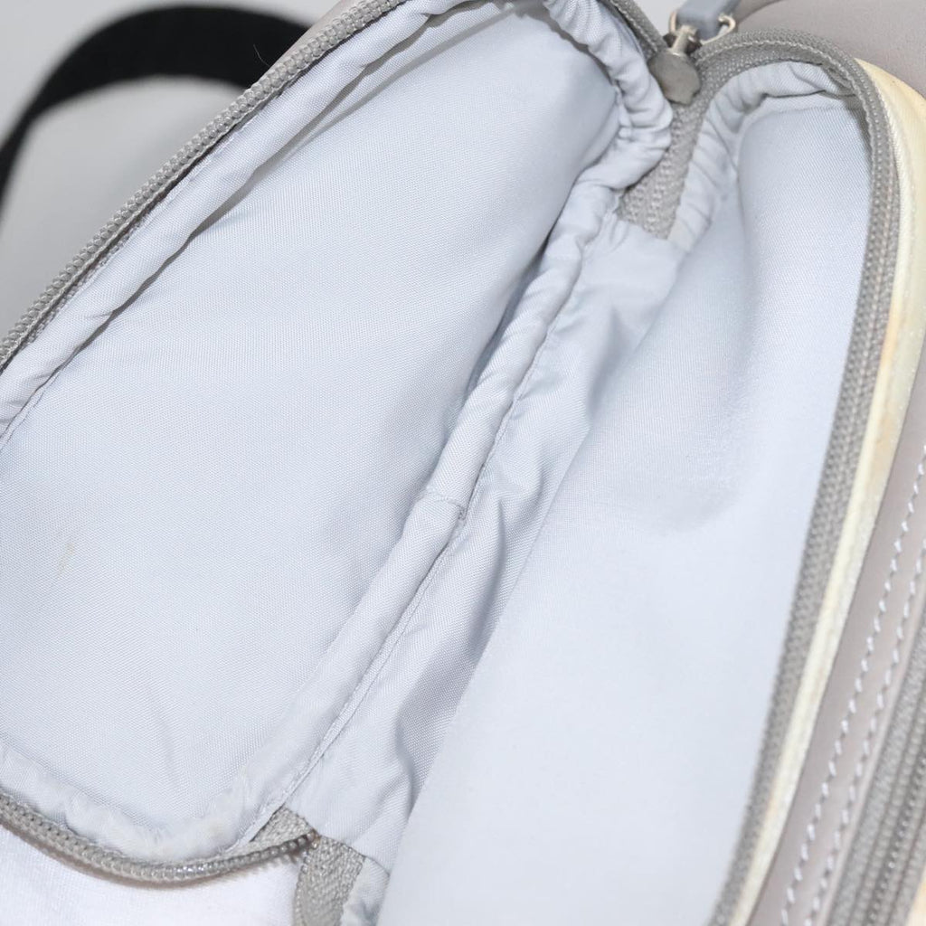 CHANEL Sports Backpack Nylon Leather White Gray Silver CC bs20919
