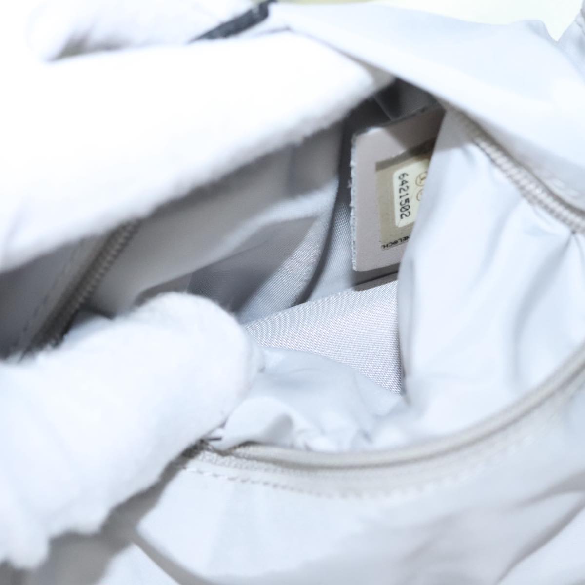CHANEL Sports Backpack Nylon Leather White Gray Silver CC bs20919