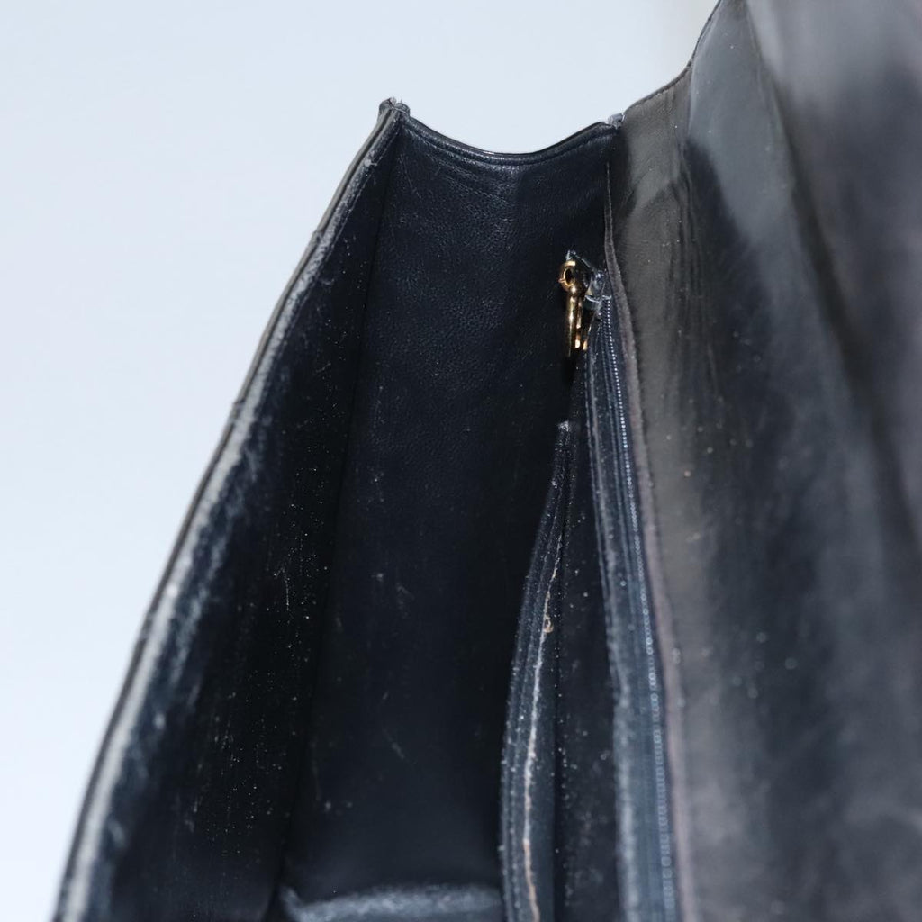 CHANEL Matelasse Hand Bag Enamel Black Gold CC bs20920