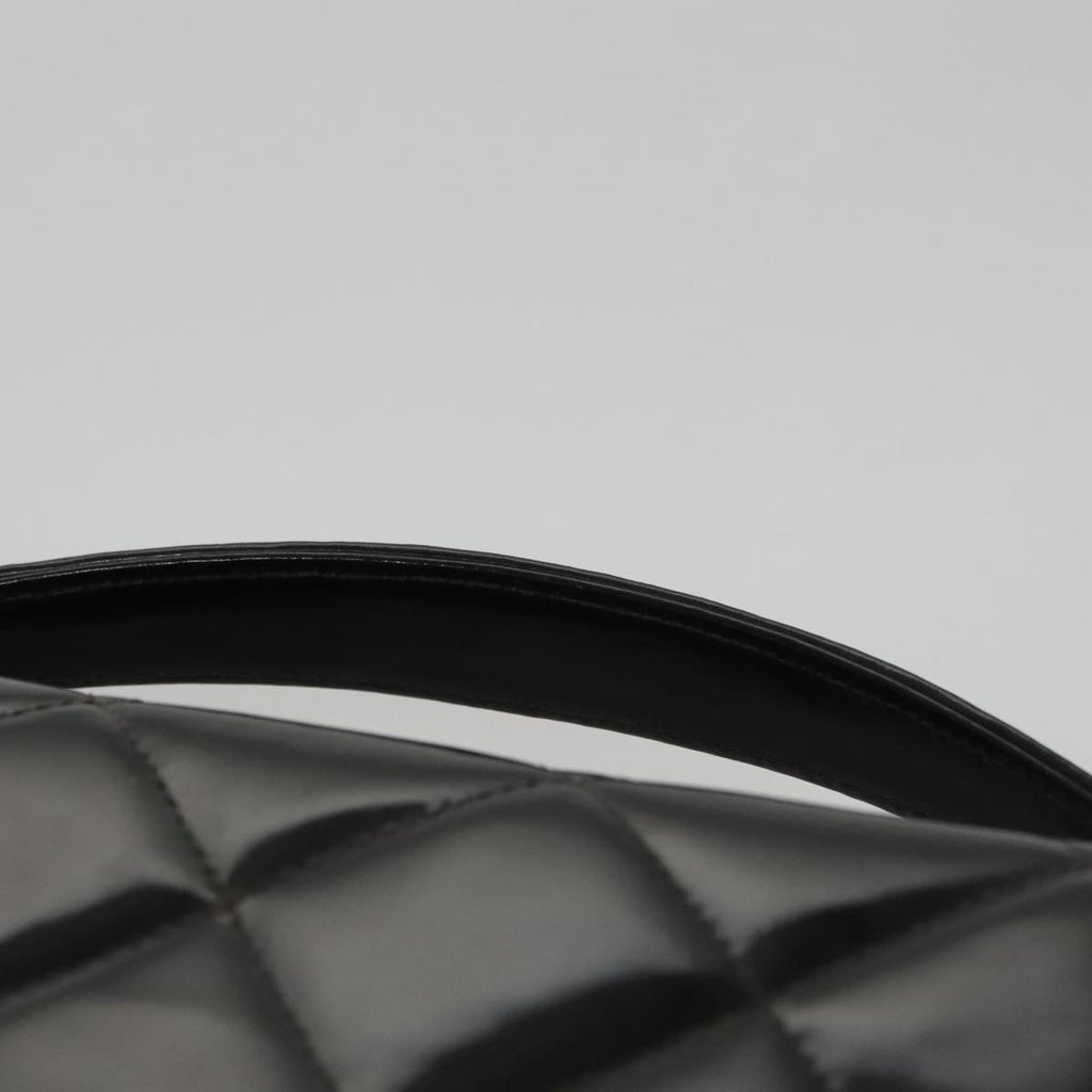 CHANEL Matelasse Hand Bag Enamel Black Gold CC bs20920
