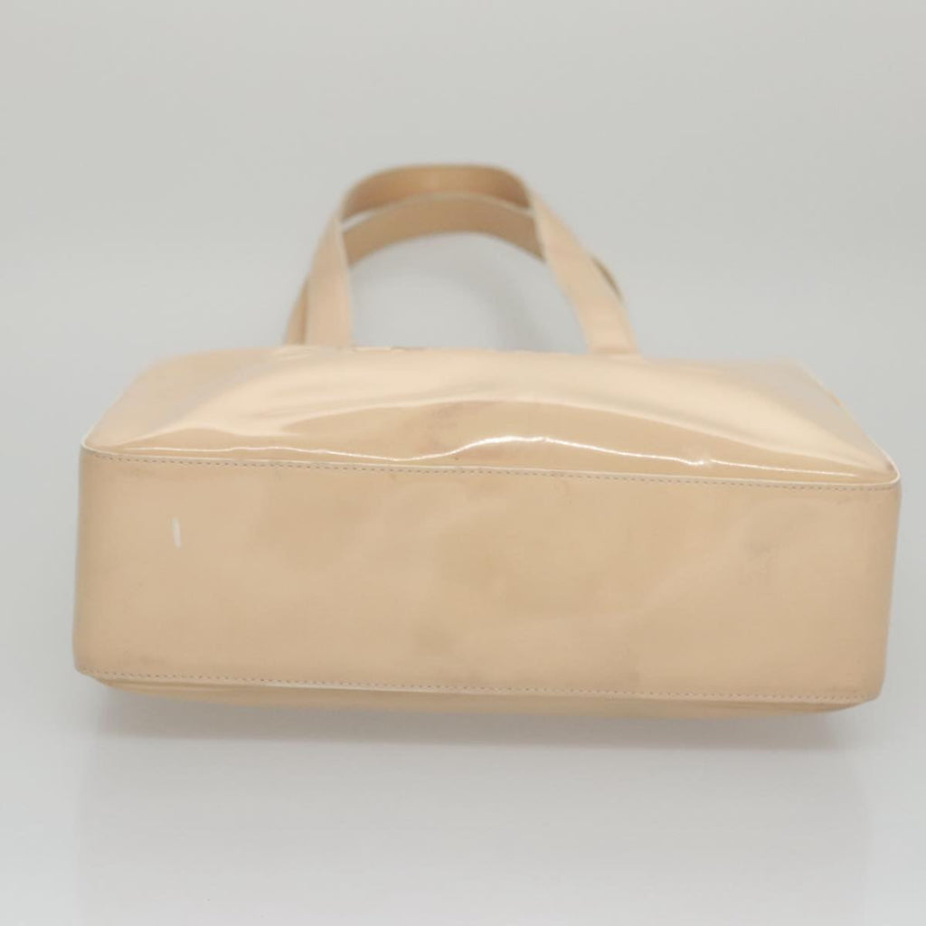 CHANEL Tote Bag Enamel Beige Gold CC bs20922