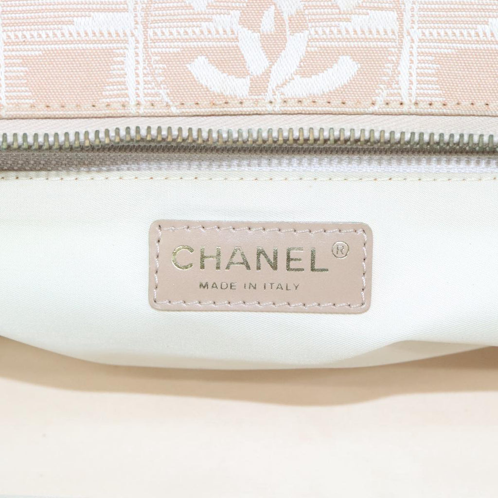 CHANEL New Travel Line Hand Bag Nylon Leather Beige Gold CC bs20923