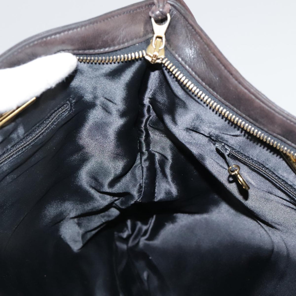 CHANEL COCO Mark Chain Tote Bag Leather Brown CC bs20968