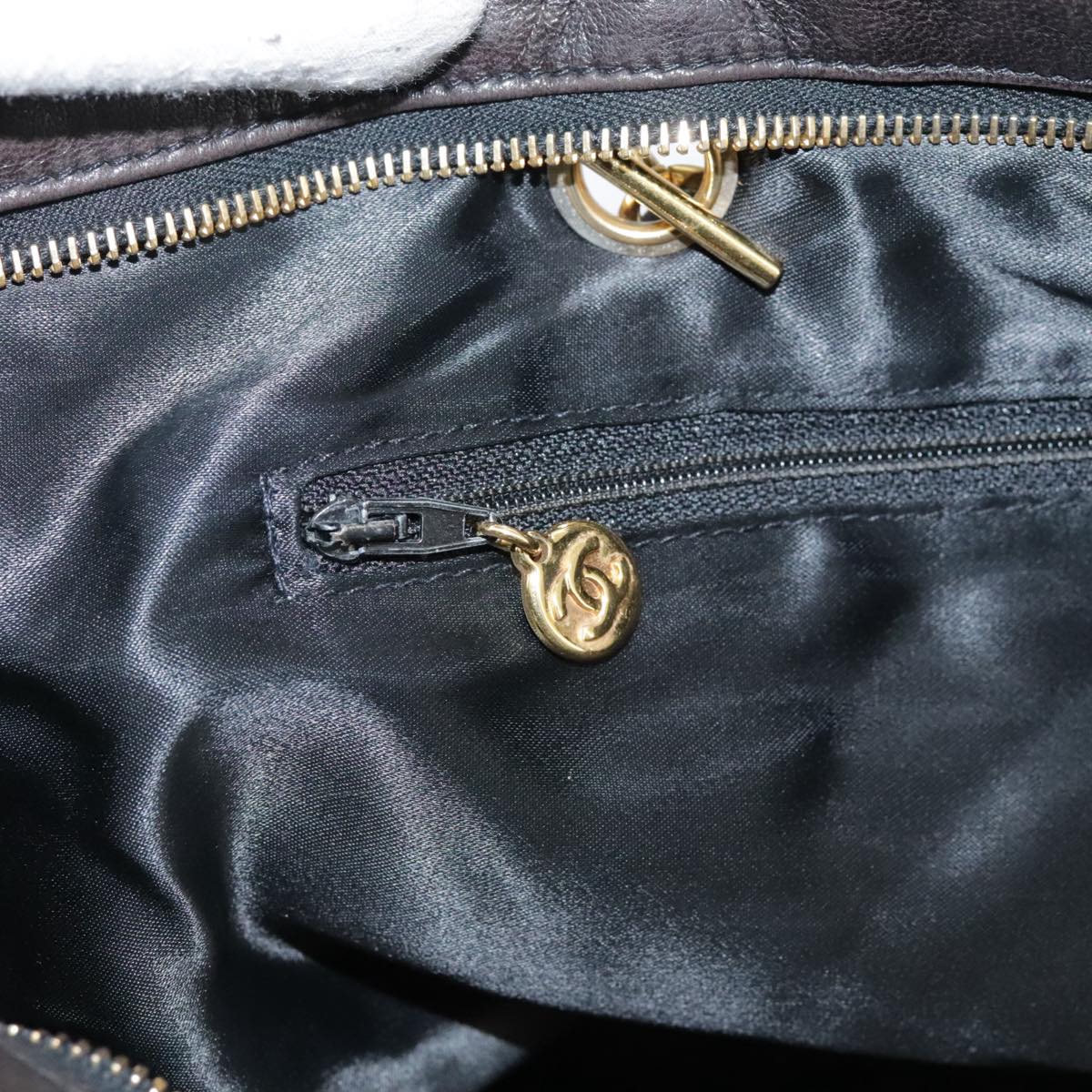 CHANEL COCO Mark Chain Tote Bag Leather Brown CC bs20968
