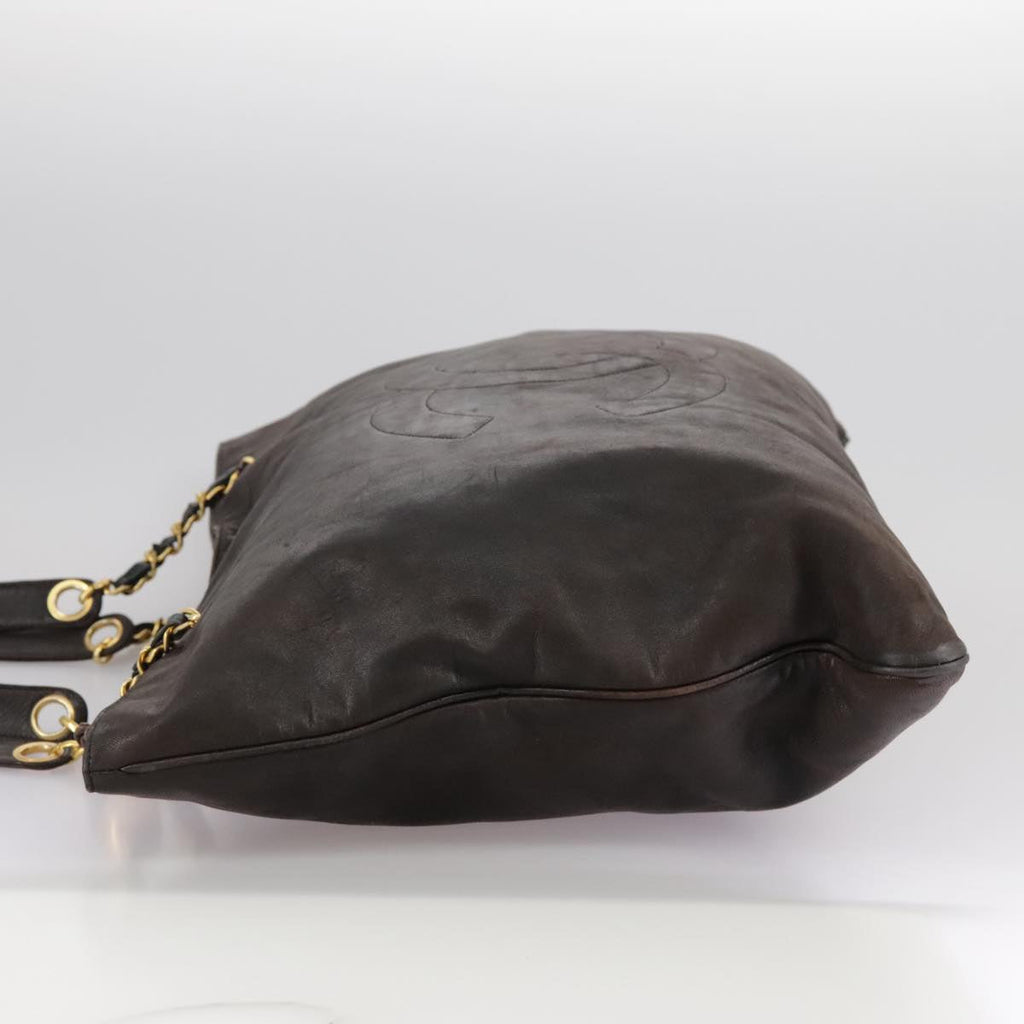 CHANEL COCO Mark Chain Tote Bag Leather Brown CC bs20968