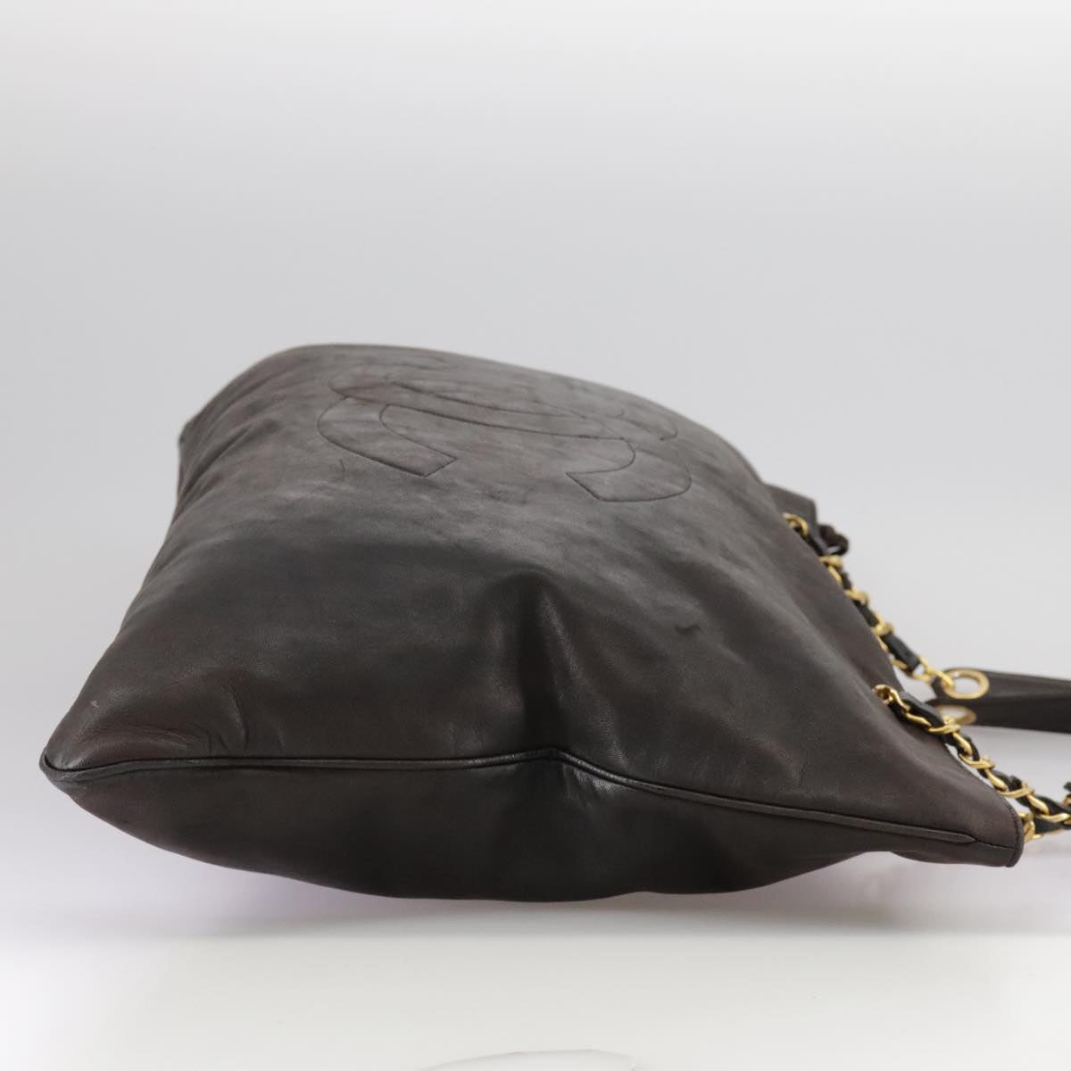 CHANEL COCO Mark Chain Tote Bag Leather Brown CC bs20968
