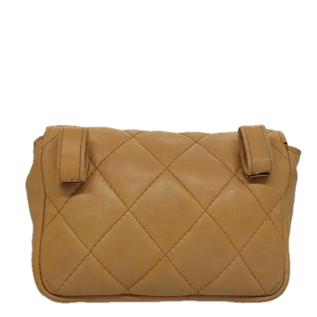 CHANEL Matelasse Waist bag Leather Beige CC bs20969