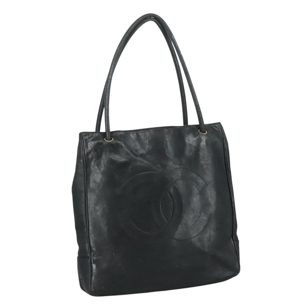 CHANEL COCO Mark Tote Bag Lamb Skin Black CC bs20973
