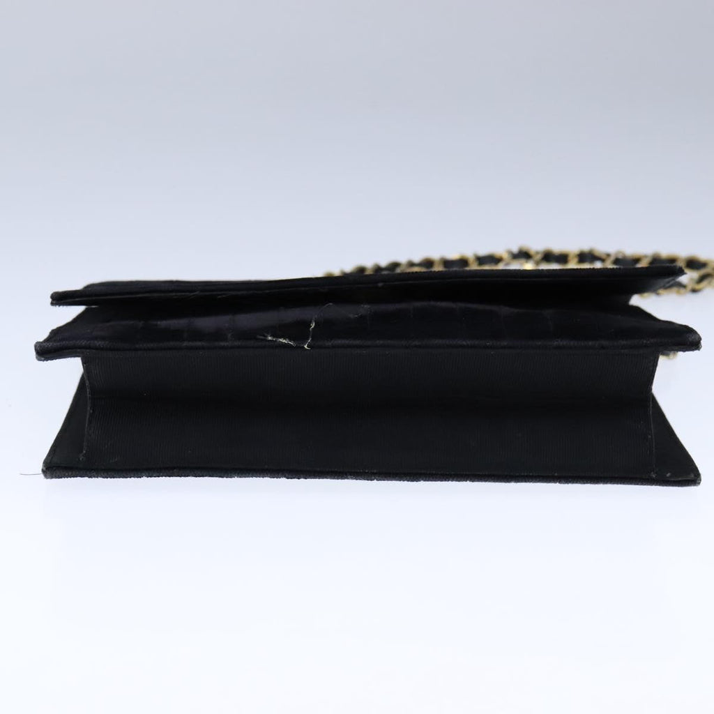 CHANEL Mademoiselle Chain Shoulder Bag Velor Black CC bs20974