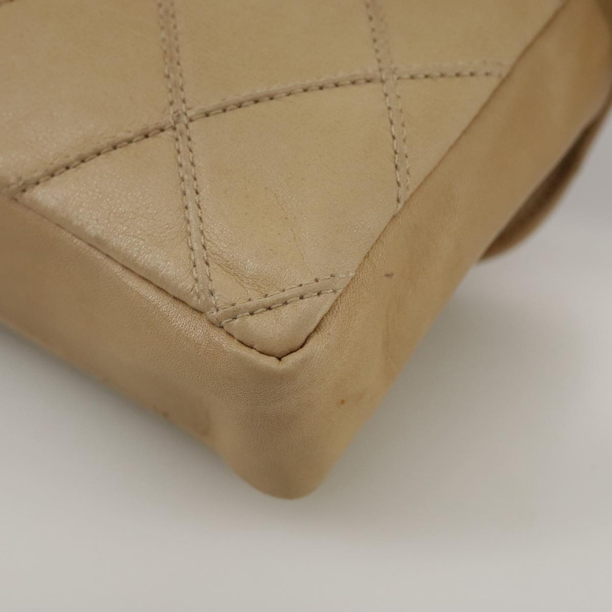 CHANEL Bicolore Waist bag Lamb Skin Beige Gold CC bs21018