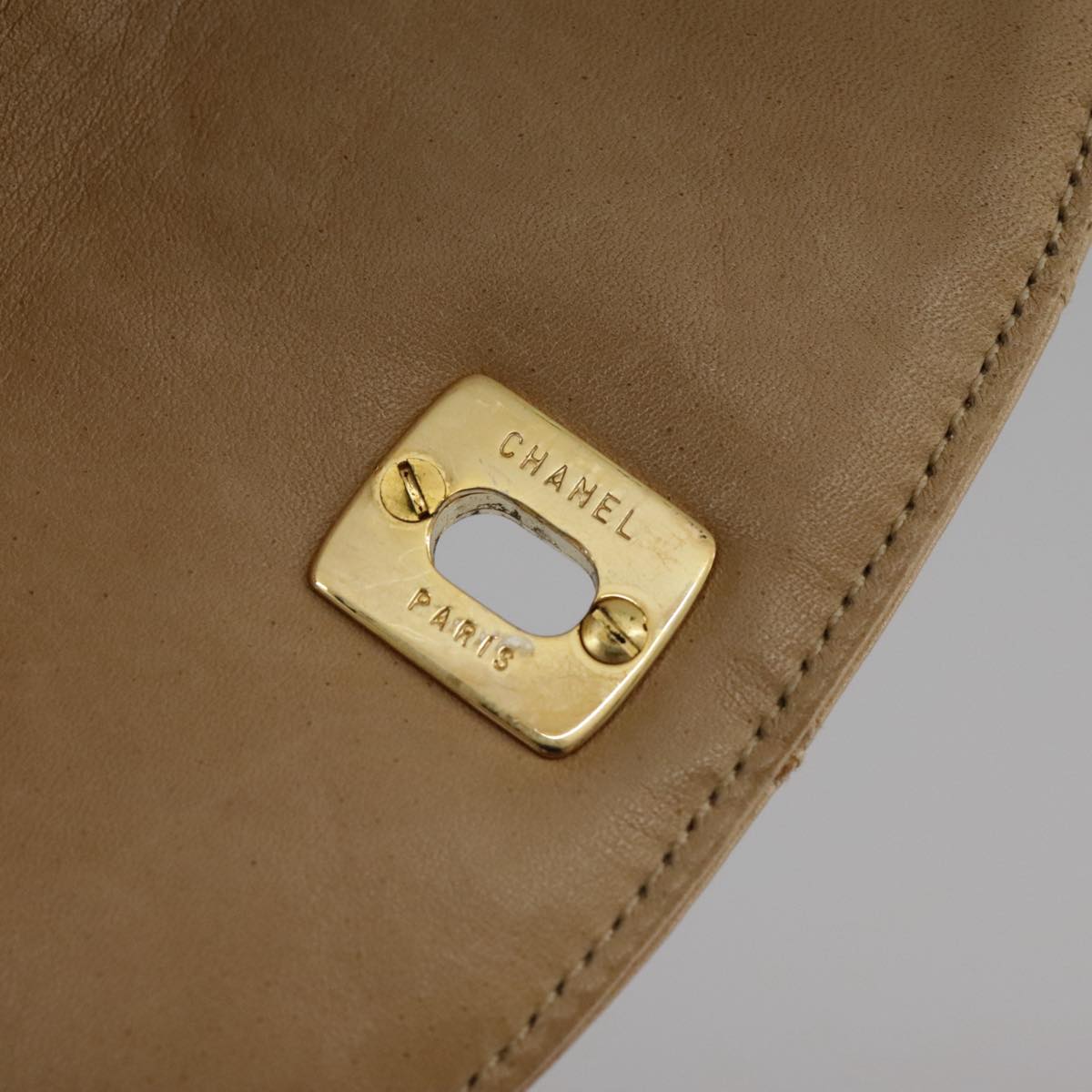 CHANEL Bicolore Waist bag Lamb Skin Beige Gold CC bs21018