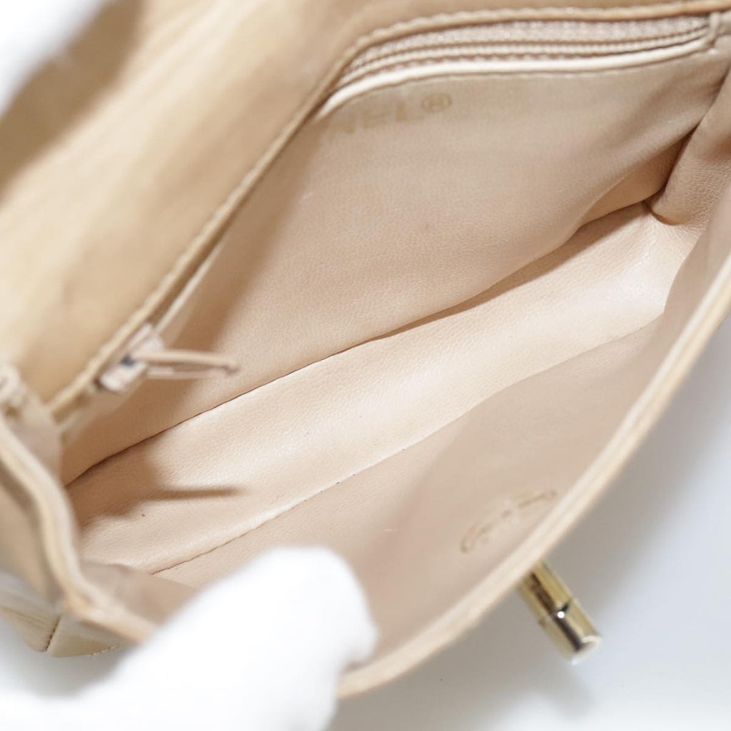 CHANEL Bicolore Waist bag Lamb Skin Beige Gold CC bs21018