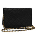 CHANEL Chain Matelasse Shoulder Bag Lamb Skin Gold Black CC bs21032