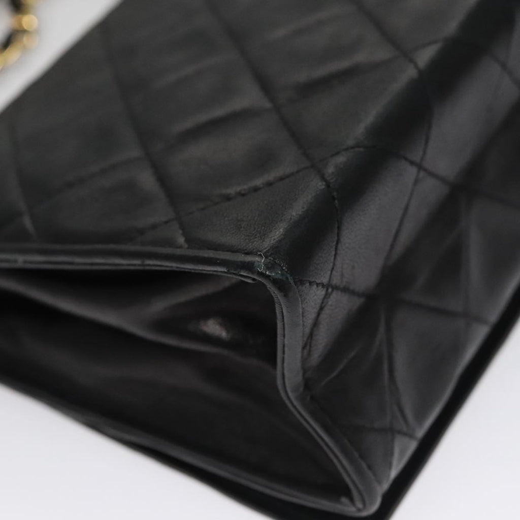 CHANEL Chain Matelasse Shoulder Bag Lamb Skin Gold Black CC bs21032