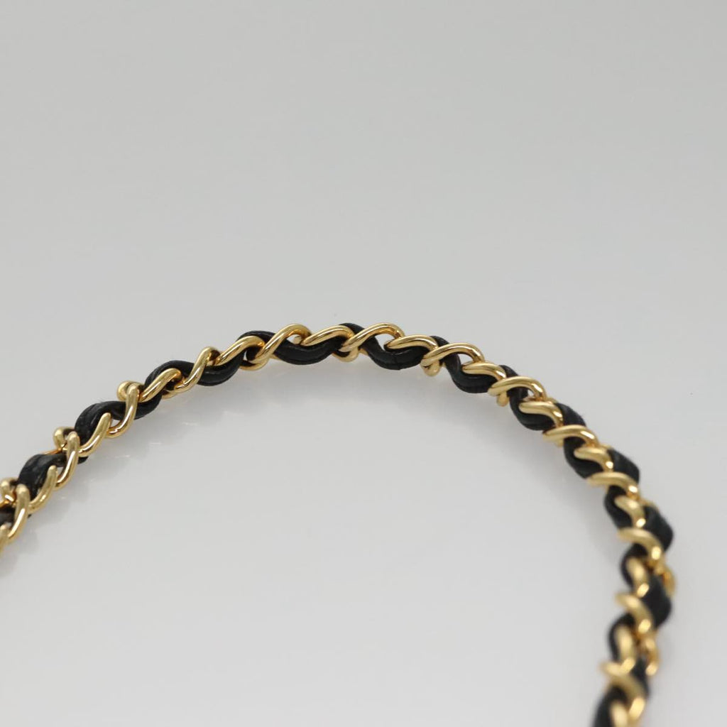 CHANEL Chain Matelasse Shoulder Bag Lamb Skin Gold Black CC bs21032