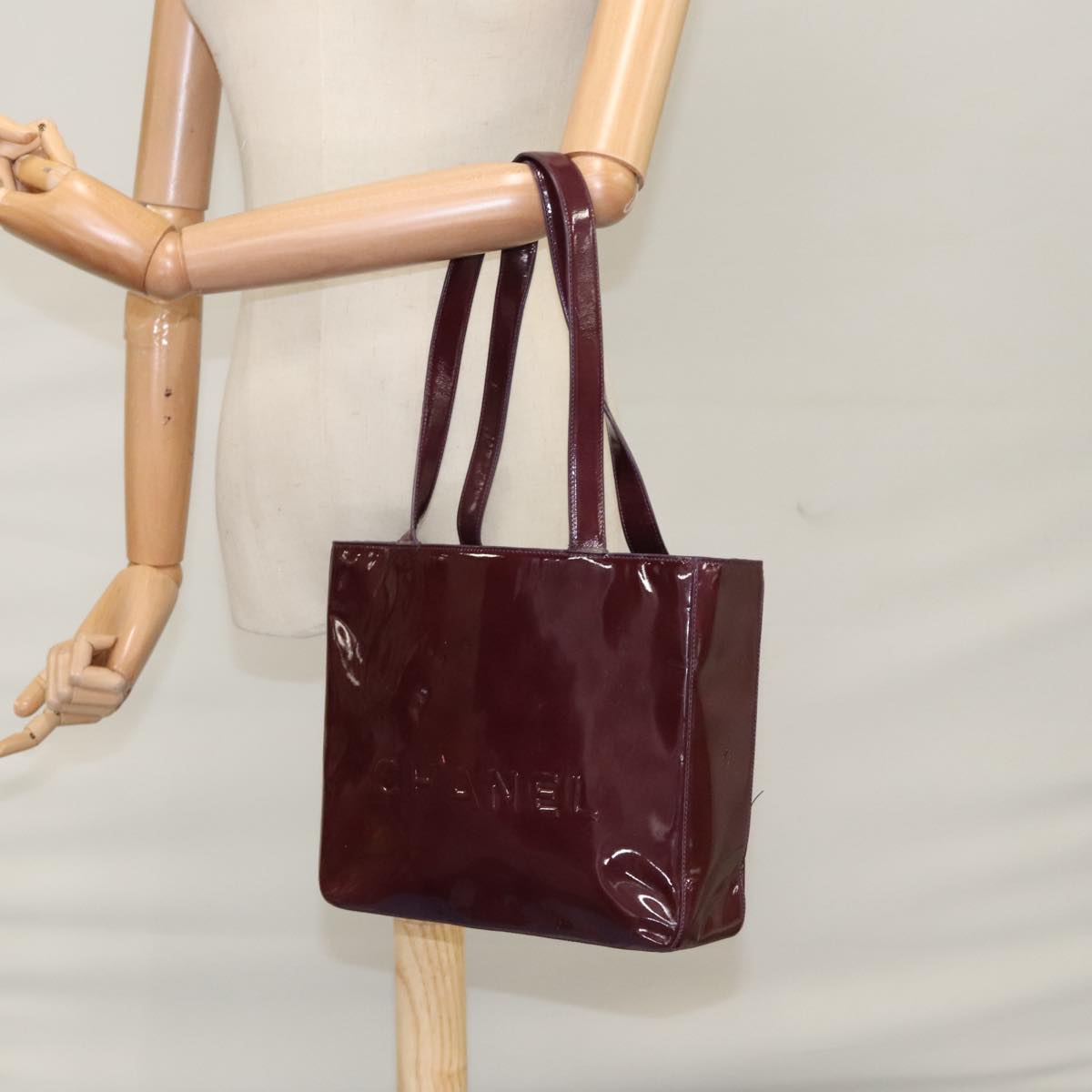 CHANEL Tote Bag Enamel Purple CC bs21035