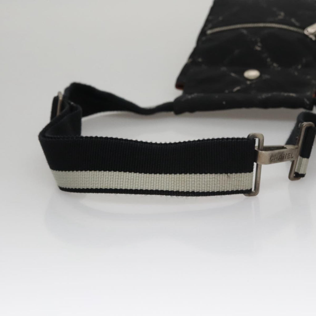 CHANEL Travel line Waist bag Nylon Black CC bs21105