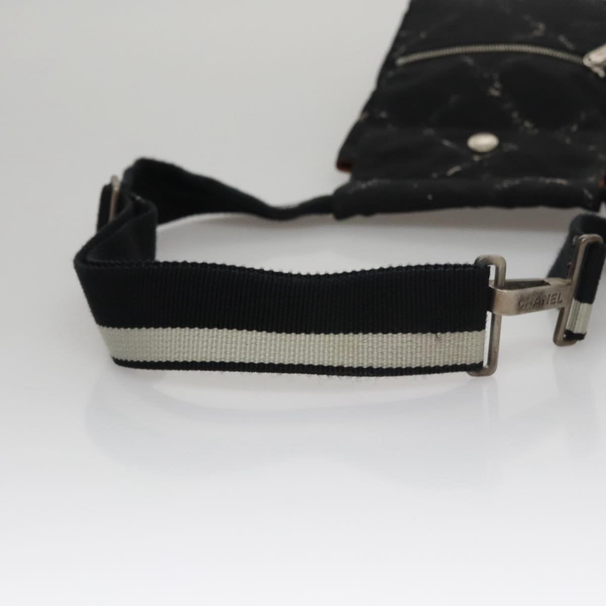 CHANEL Travel line Waist bag Nylon Black CC bs21105
