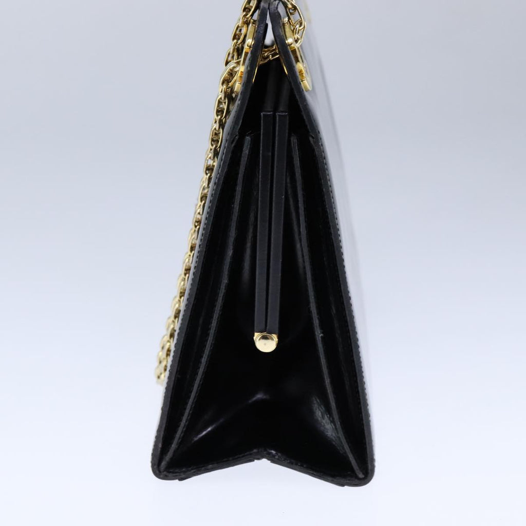 CHANEL Chain Shoulder Bag Patent leather Black Gold CC bs21126