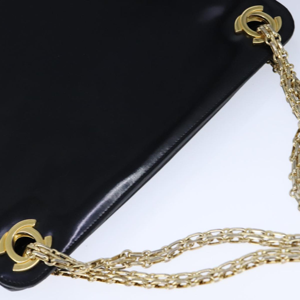CHANEL Chain Shoulder Bag Patent leather Black Gold CC bs21126