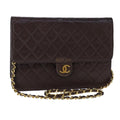 CHANEL Chain Shoulder Bag Lamb Skin Gold Brown CC bs21127