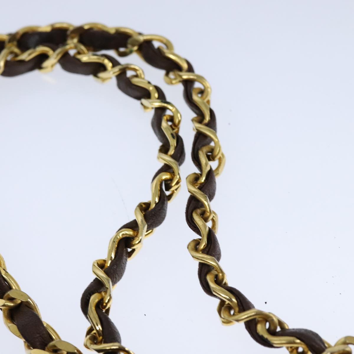 CHANEL Chain Shoulder Bag Lamb Skin Gold Brown CC bs21127