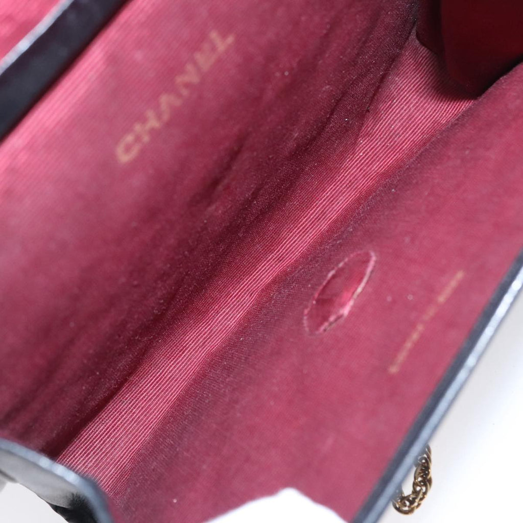 CHANEL Chain Matelasse Shoulder Bag Lamb Skin Gold Black CC bs21129