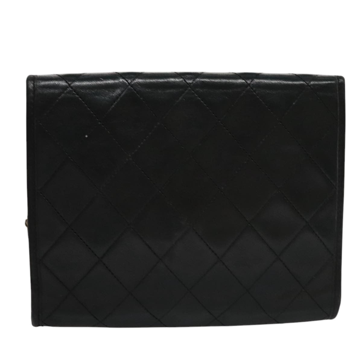 CHANEL Chain Matelasse Shoulder Bag Lamb Skin Gold Black CC bs21129