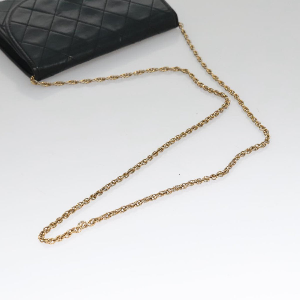 CHANEL Chain Matelasse Shoulder Bag Lamb Skin Gold Black CC bs21129