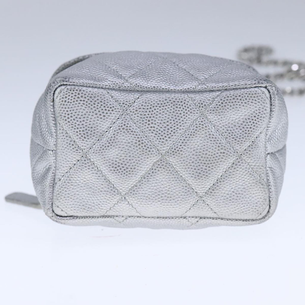 CHANEL Matelasse Hand Bag Caviar Skin 2way Silver CC bs21131