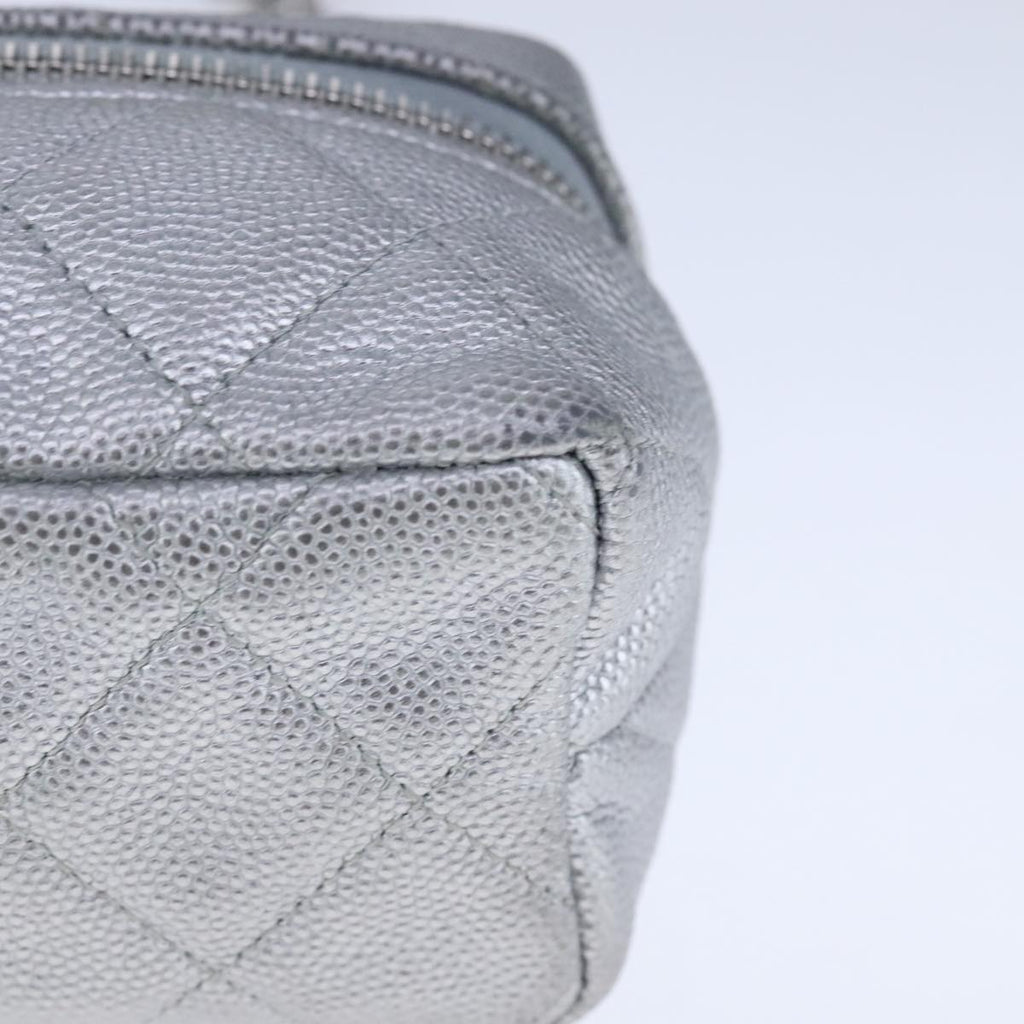 CHANEL Matelasse Hand Bag Caviar Skin 2way Silver CC bs21131