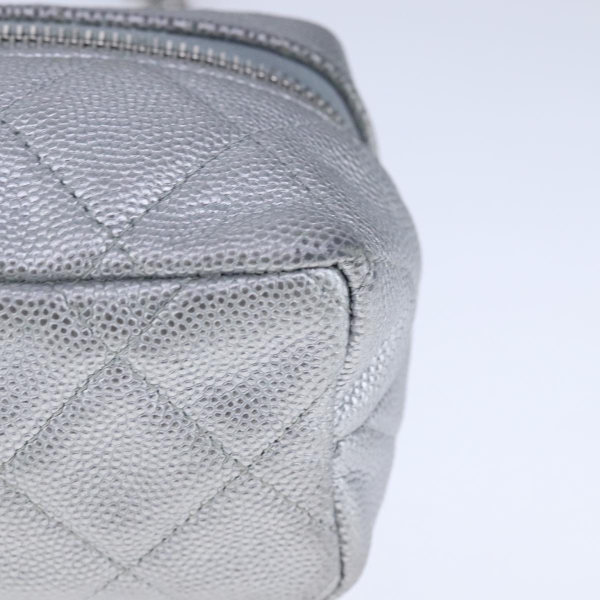 CHANEL Matelasse Hand Bag Caviar Skin 2way Silver CC bs21131
