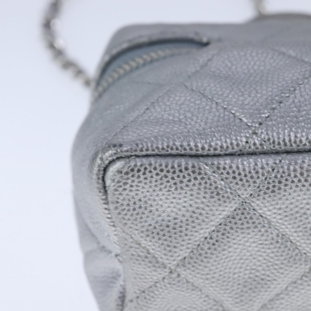 CHANEL Matelasse Hand Bag Caviar Skin 2way Silver CC bs21131