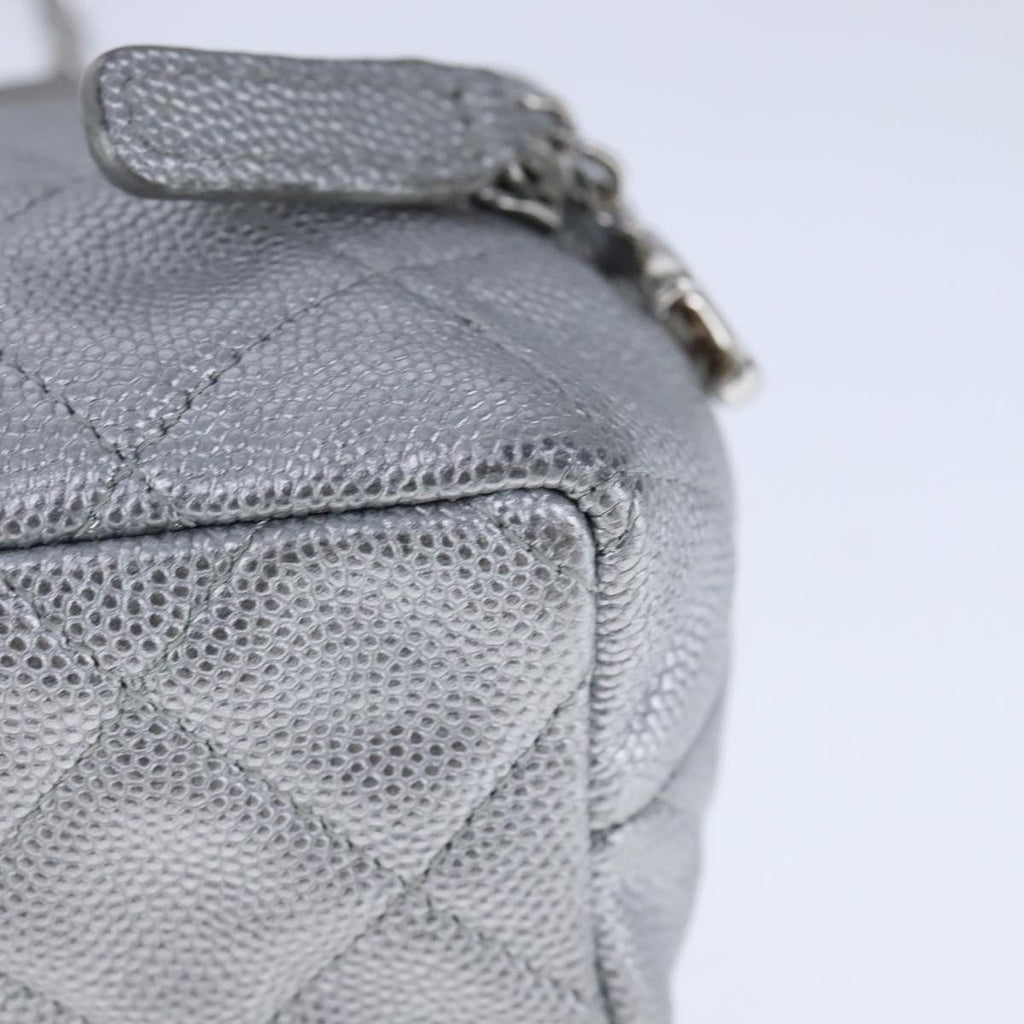 CHANEL Matelasse Hand Bag Caviar Skin 2way Silver CC bs21131