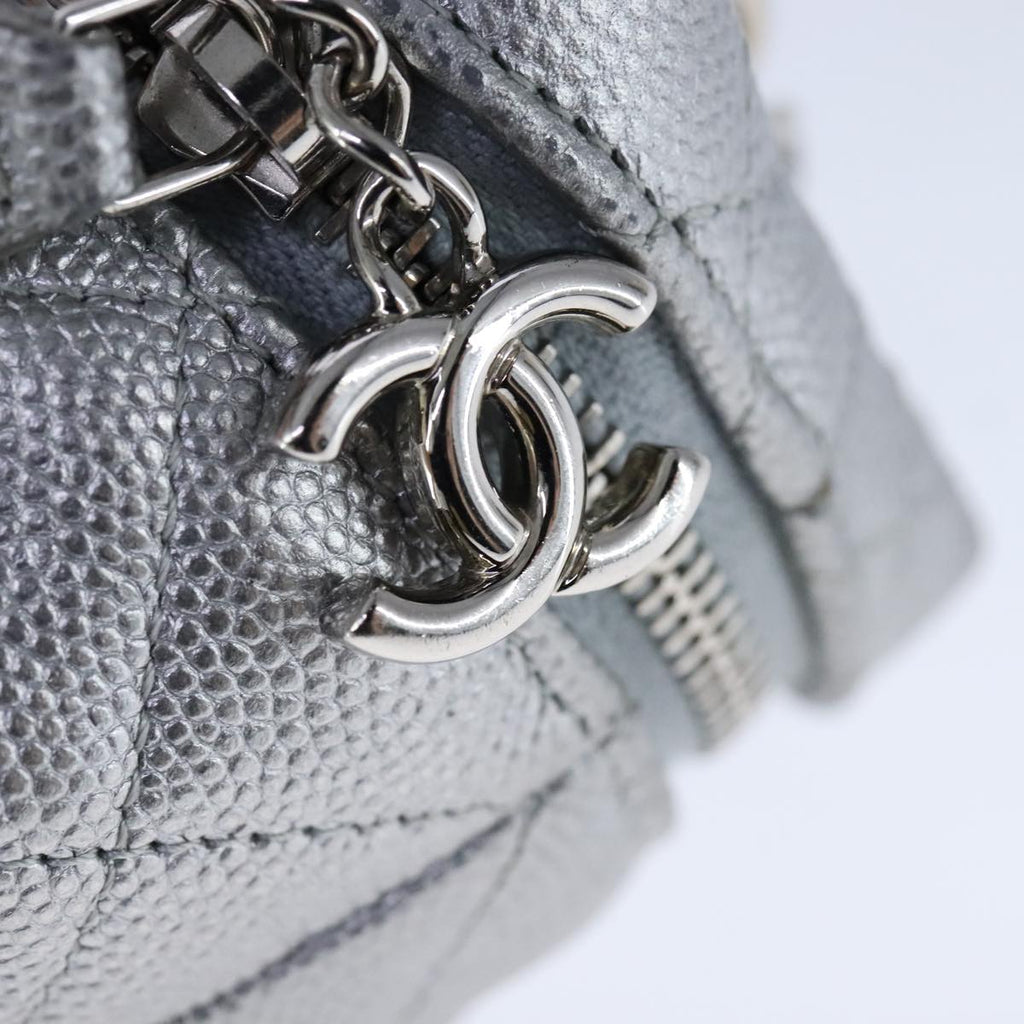 CHANEL Matelasse Hand Bag Caviar Skin 2way Silver CC bs21131