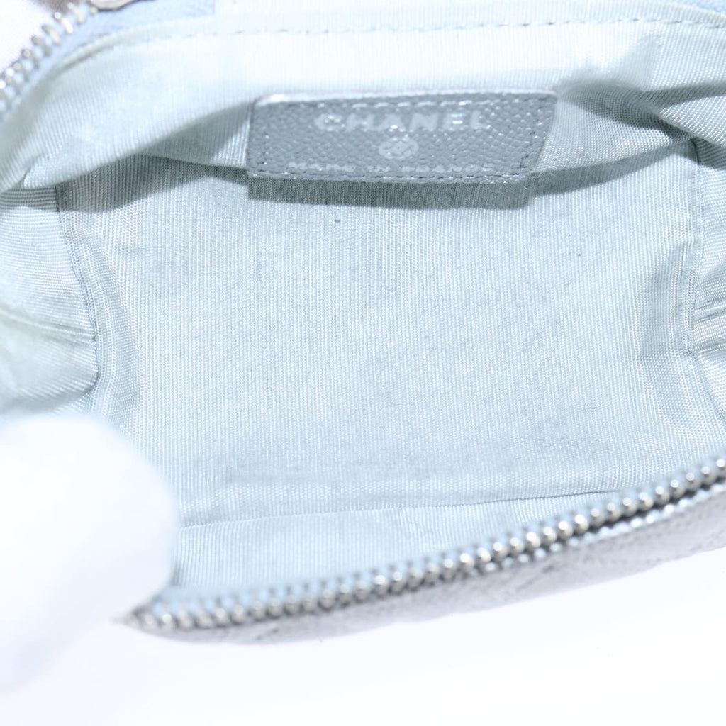 CHANEL Matelasse Hand Bag Caviar Skin 2way Silver CC bs21131