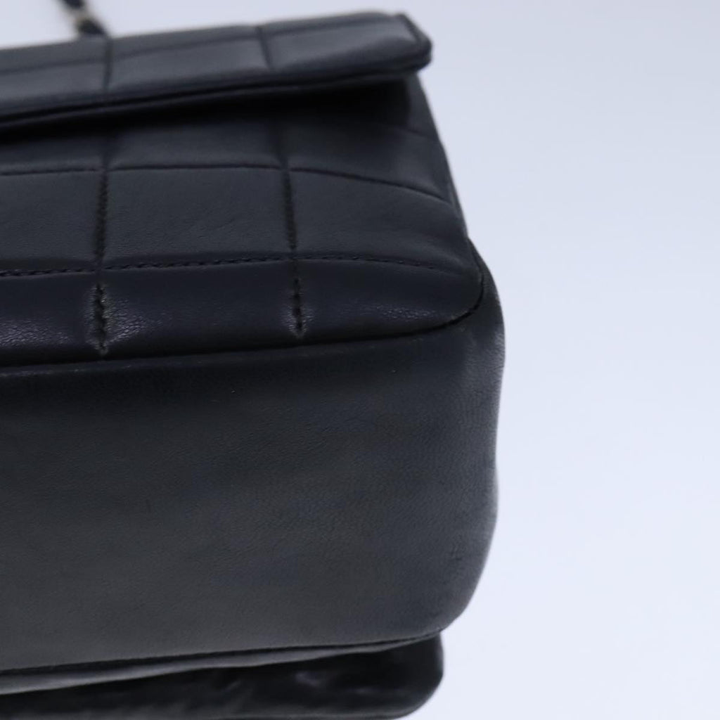 CHANEL Choco Bar Chain Shoulder Bag Lamb Skin Black CC bs21132
