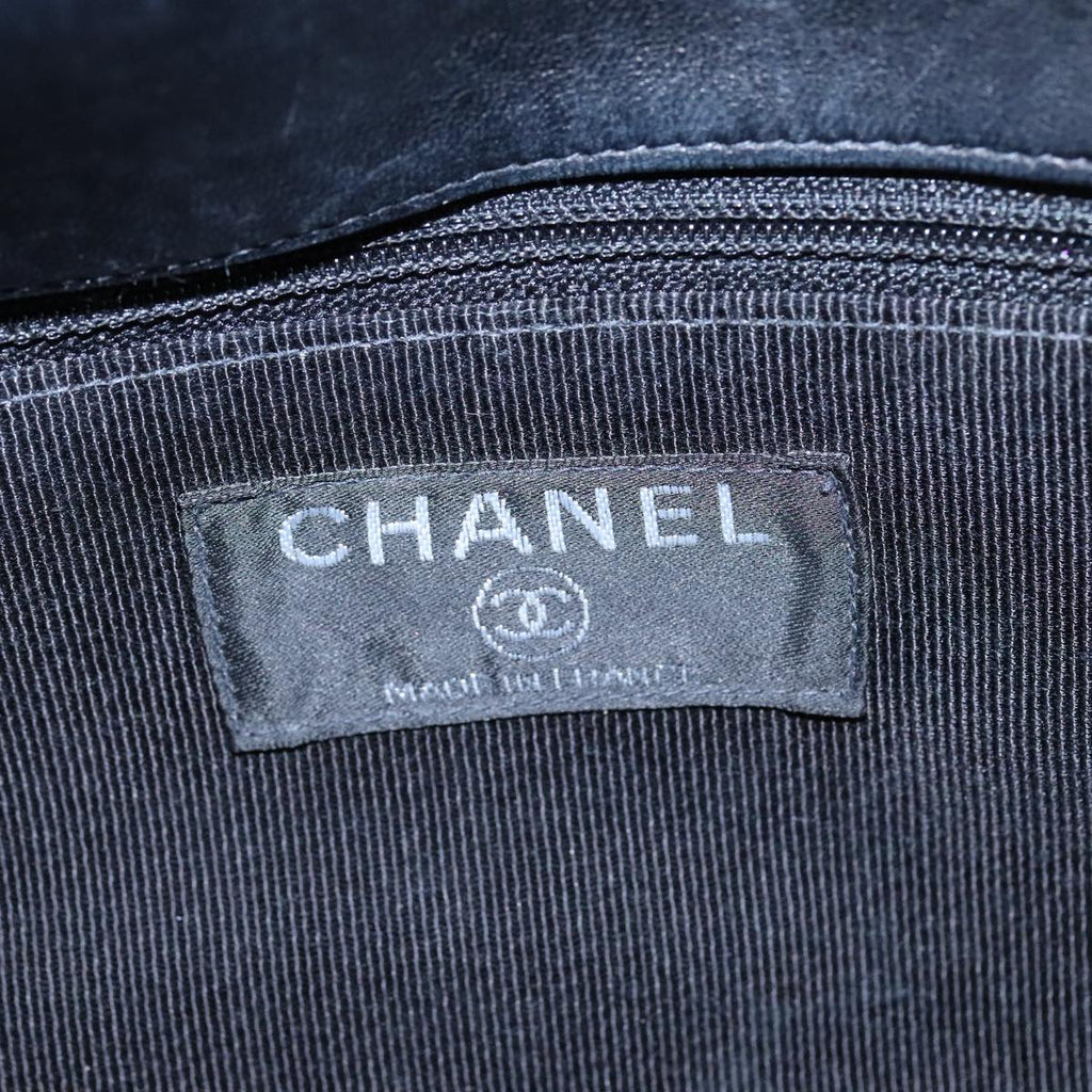 CHANEL Choco Bar Chain Shoulder Bag Lamb Skin Black CC bs21132