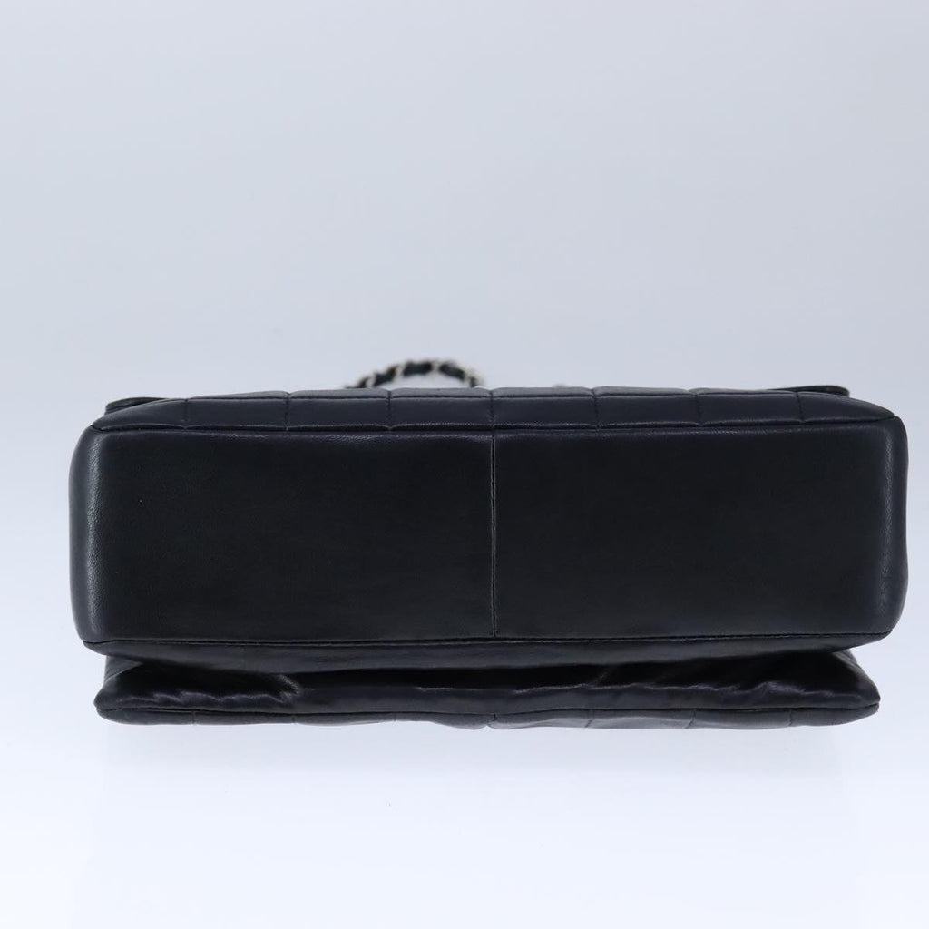 CHANEL Choco Bar Chain Shoulder Bag Lamb Skin Black CC bs21132