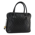 CHANEL V Stitch Hand Bag Leather Black CC bs21163
