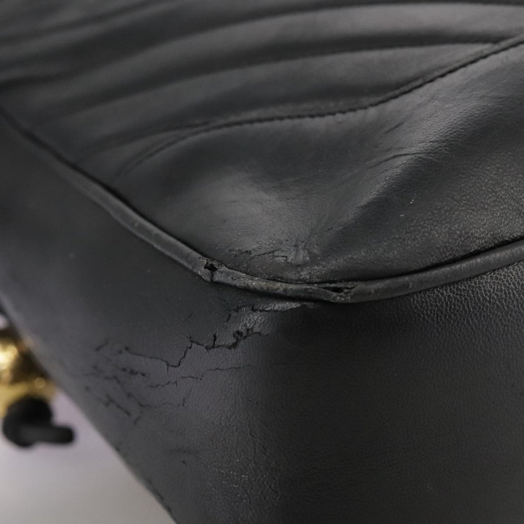CHANEL V Stitch Hand Bag Leather Black CC bs21163
