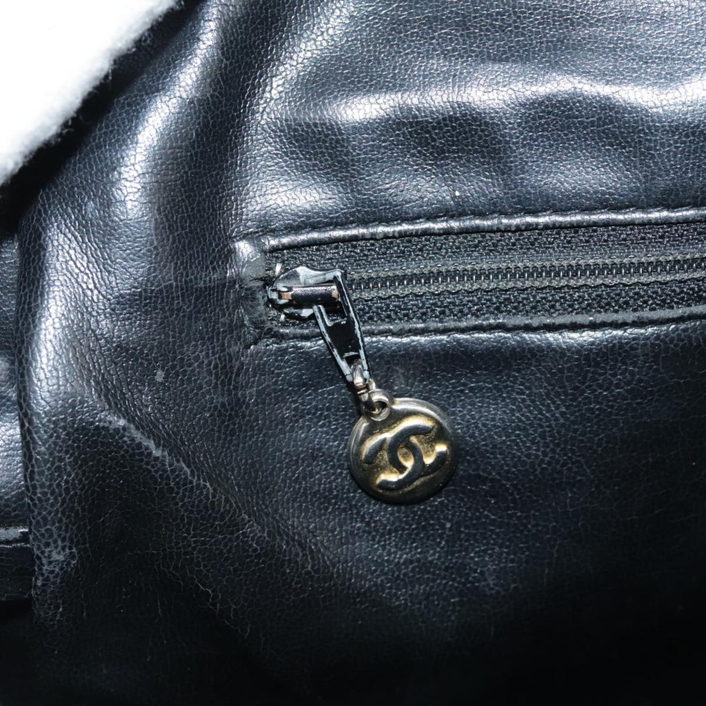 CHANEL V Stitch Hand Bag Leather Black CC bs21163