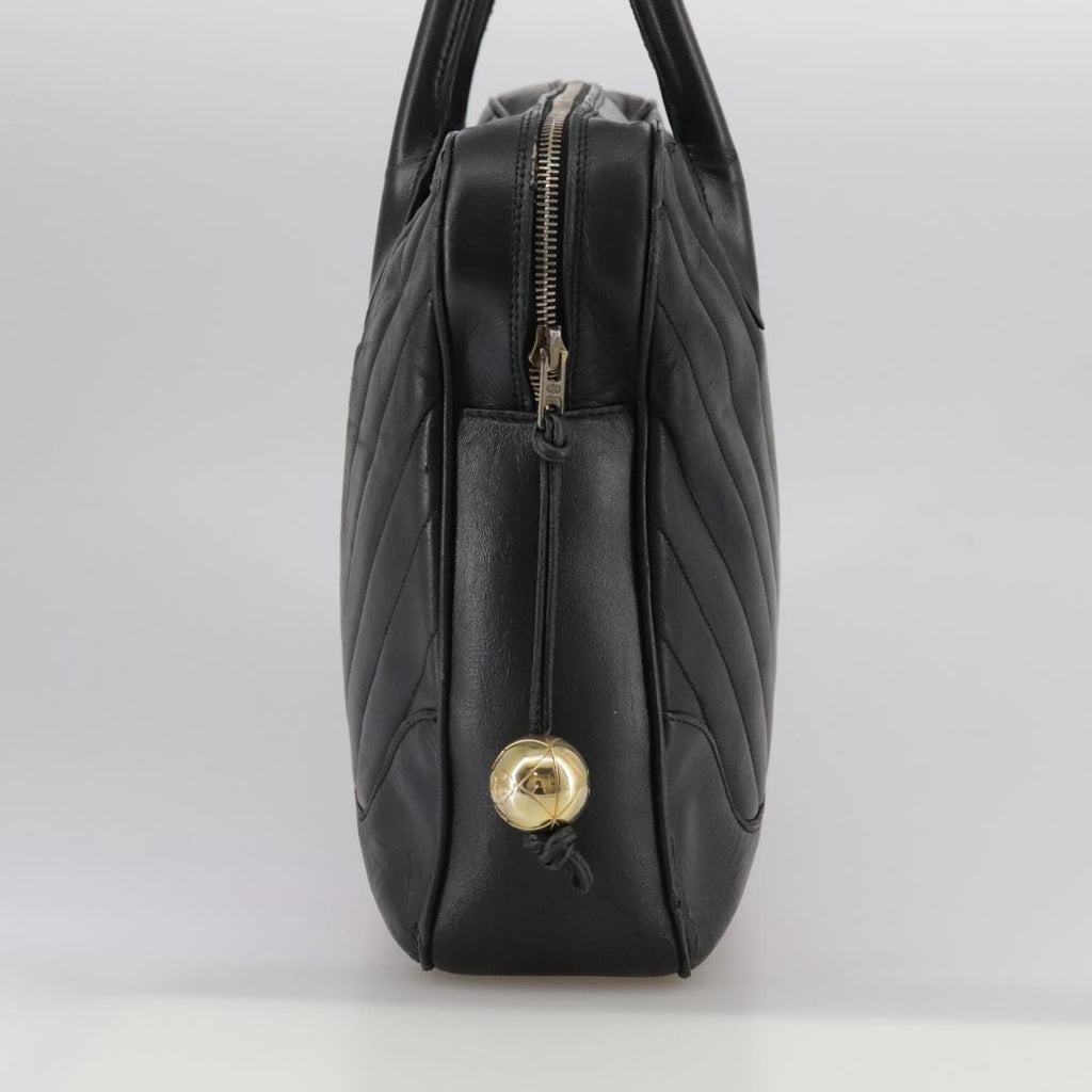 CHANEL V Stitch Hand Bag Leather Black CC bs21163