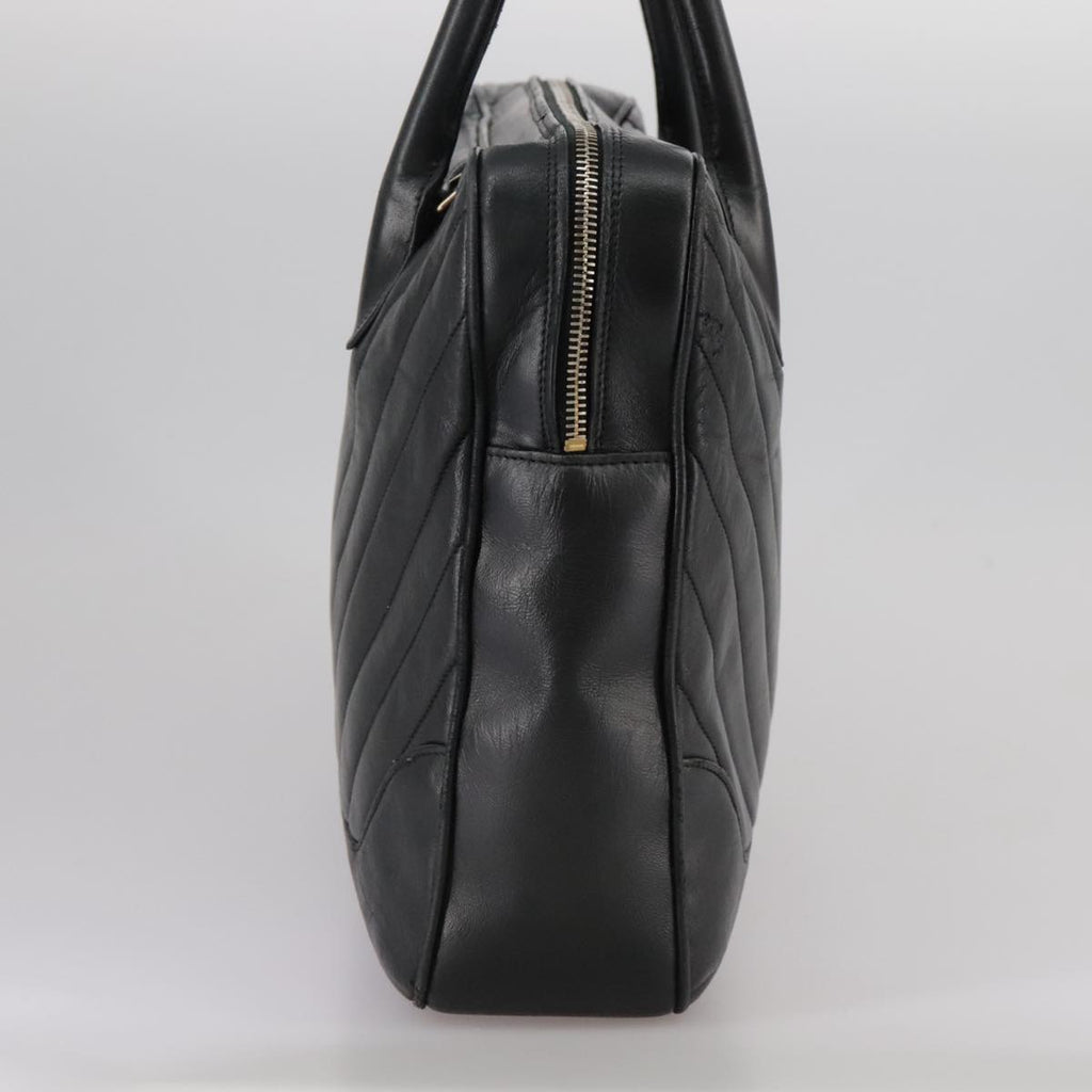 CHANEL V Stitch Hand Bag Leather Black CC bs21163