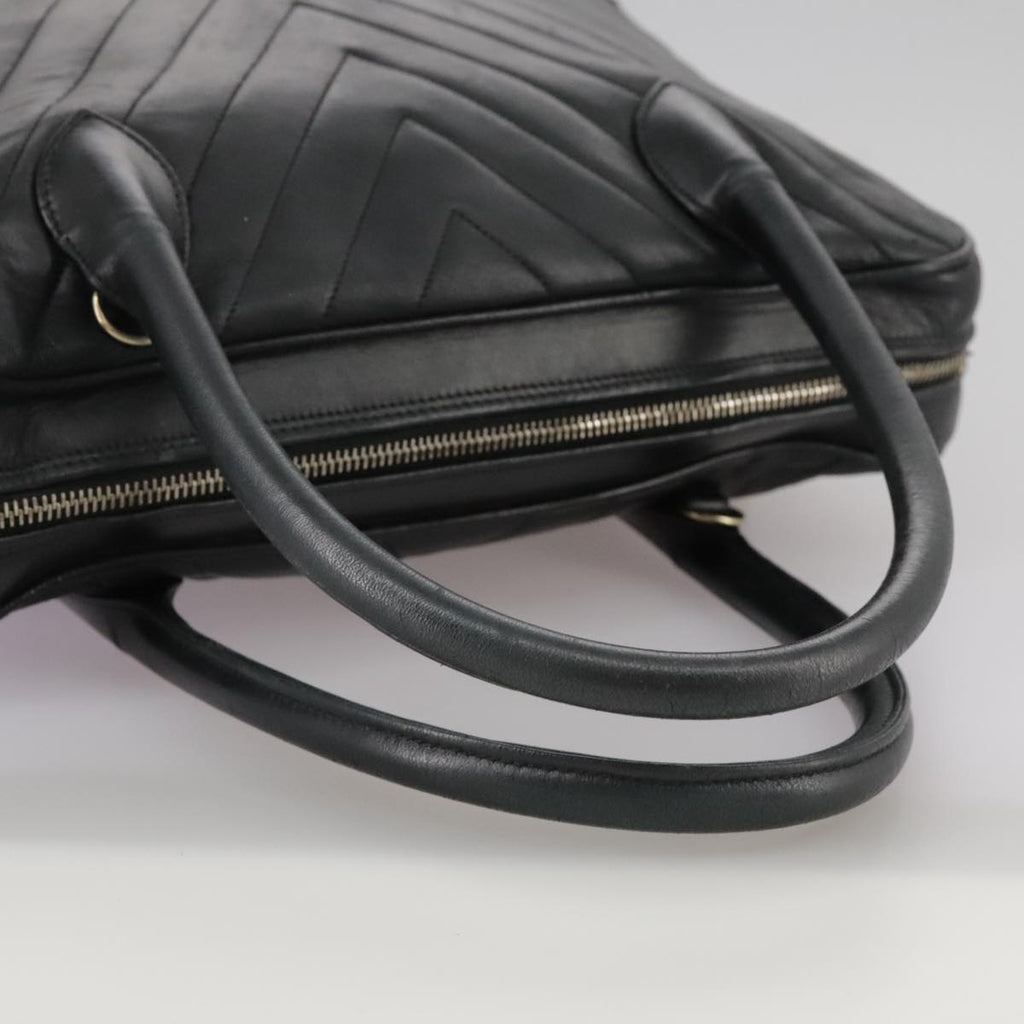 CHANEL V Stitch Hand Bag Leather Black CC bs21163