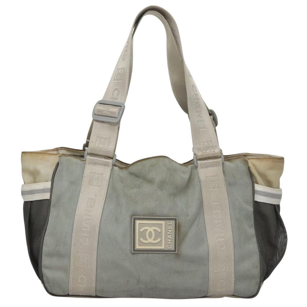 CHANEL Sports Tote Bag Canvas Gray CC bs21195