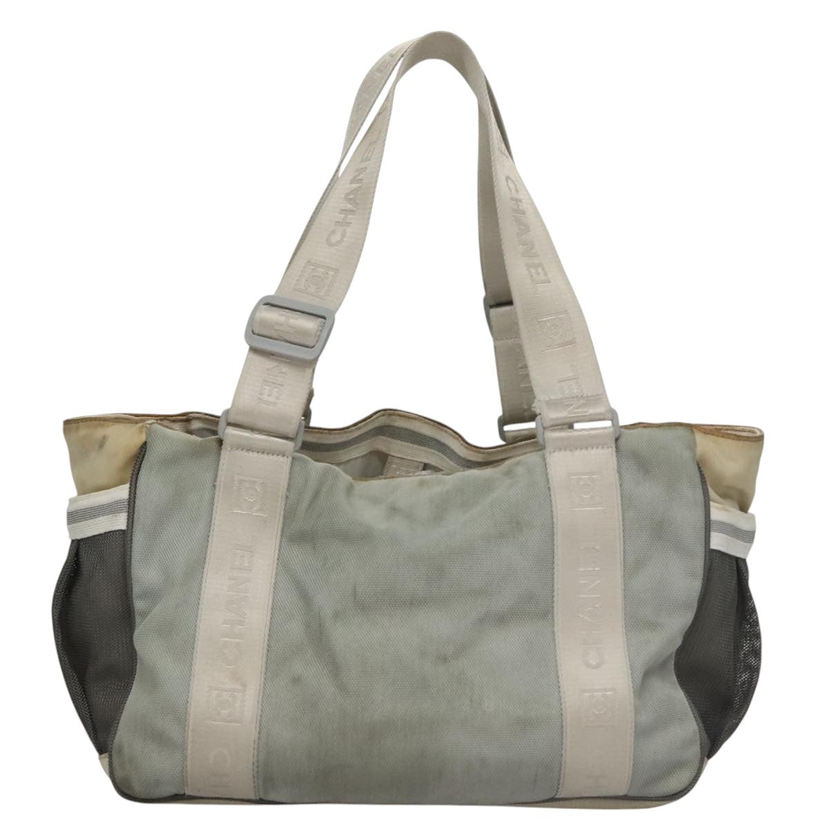 CHANEL Sports Tote Bag Canvas Gray CC bs21195