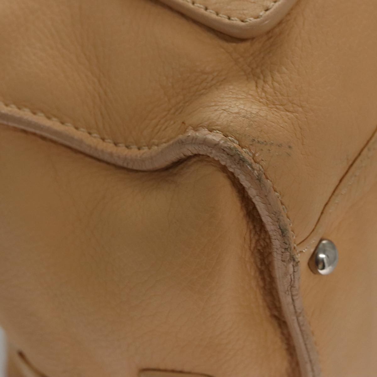 CHANEL Hand Bag Leather Beige Silver CC bs21197